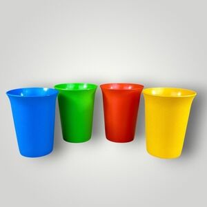 Tupperware Cups Set 4 Bell Tumblers Primary Colors 1970s USA
